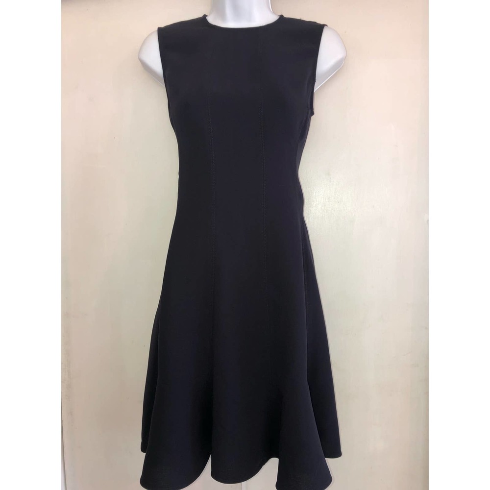 DKNY Black 00 Sleeveless Dress Visible Silver Zipper EUC